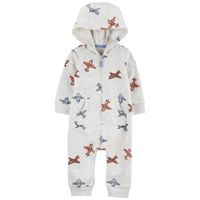 Mameluco de Manga Larga Gris con Estampado de Aviones - Varias Tallas