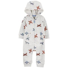 Mameluco de Manga Larga Gris con Estampado de Aviones - Varias Tallas