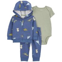 Conjunto de 3 Piezas Azul con Estampado de Dinosaurios - Varias Tallas