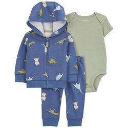 Conjunto de 3 Piezas Azul con Estampado de Dinosaurios - Varias Tallas