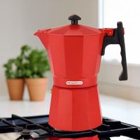 Cafetera Aluminio Roja 6 Tazas