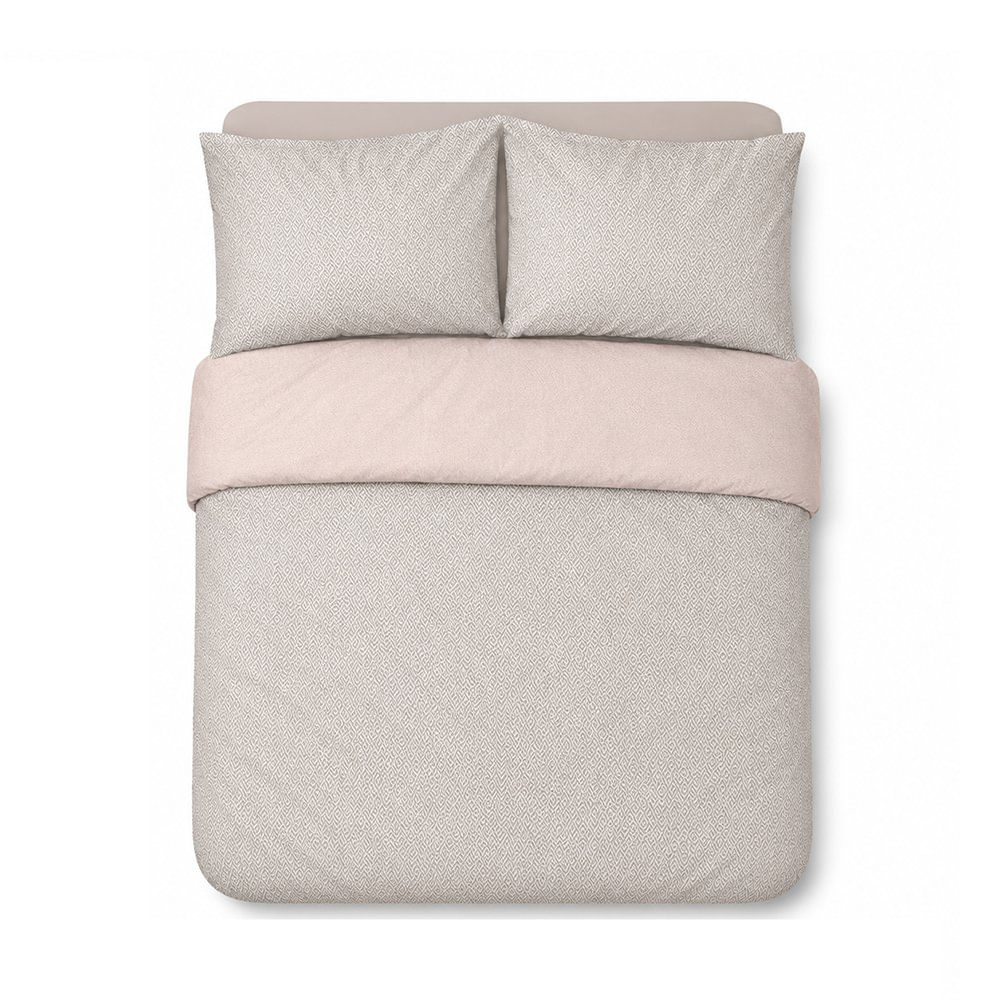 Set de Sábanas Velora 144 Hilos con Diseño Geométrico Beige - Varios Tamaños Queen