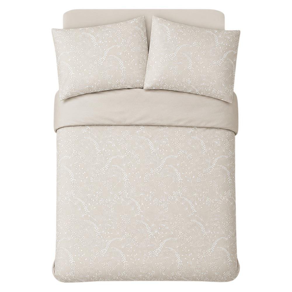 Set de Sábanas Elitsa 144 Hilos con Diseño Floral Beige - Varios Tamaños Queen