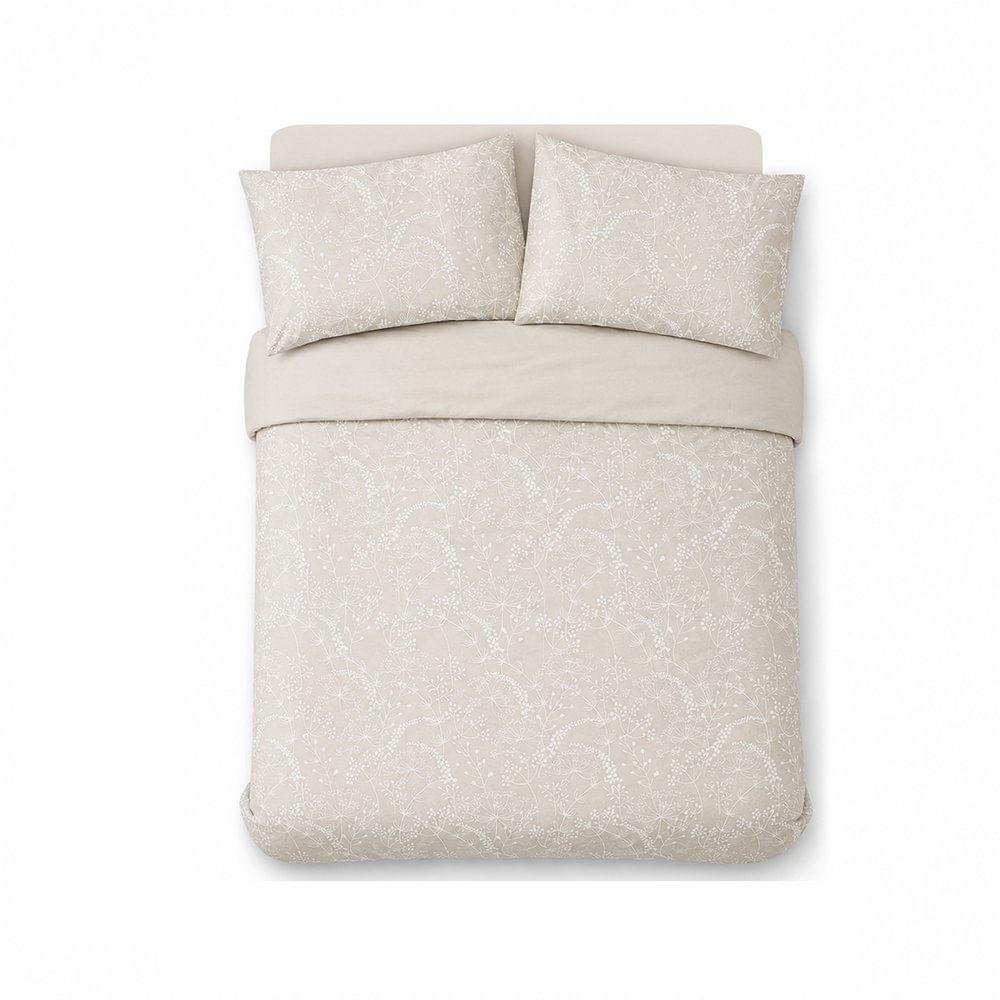 Set de Sábanas Elitsa 144 Hilos con Diseño Floral Beige - Varios Tamaños Matrimonial