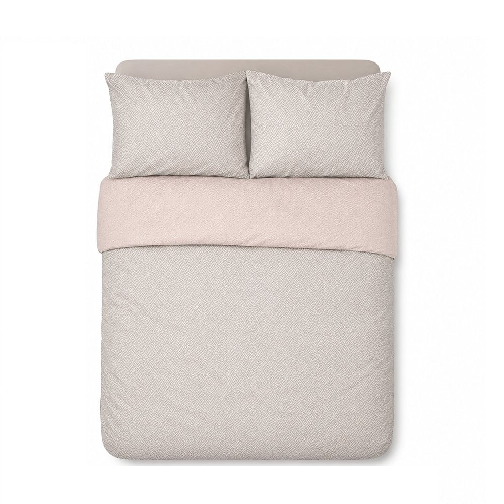Set de Sábanas Velora 144 Hilos con Diseño Geométrico Beige - Varios Tamaños Matrimonial