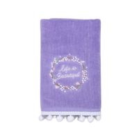 Toalla de Manos Morada con Bordado Diseño Life is Beautiful