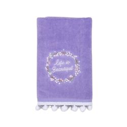 Toalla de Manos Morada con Bordado Diseño Life is Beautiful