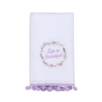 Toalla de Manos Blanco con Bordado Diseño Life is Beautiful