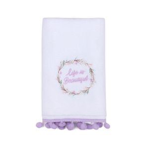 Toalla de Manos Blanco con Bordado Diseño Life is Beautiful