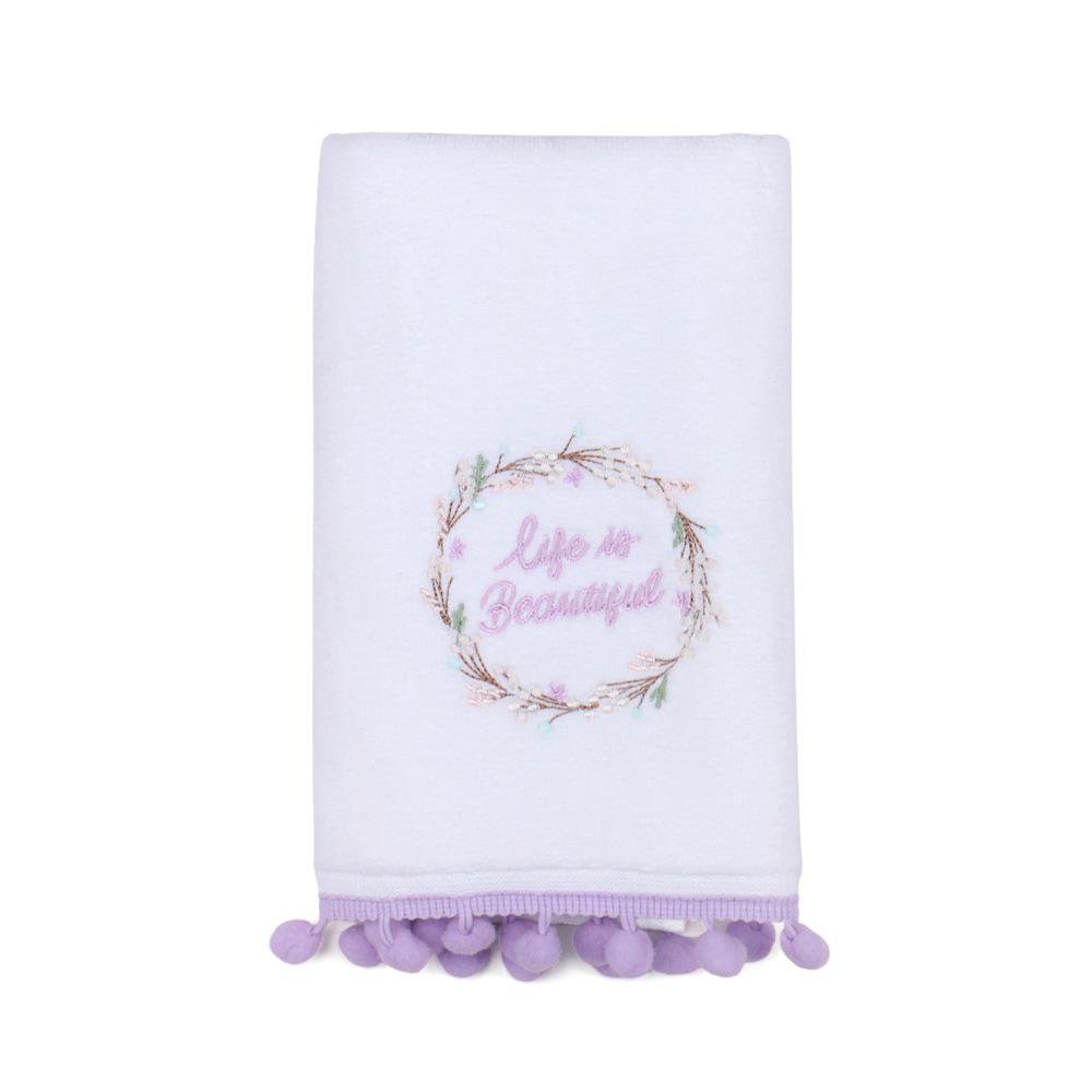 Toalla de Manos Blanco con Bordado Diseño Life is Beautiful