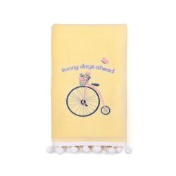 Toalla de Manos Amarilla con Bordado Diseño Bicicleta