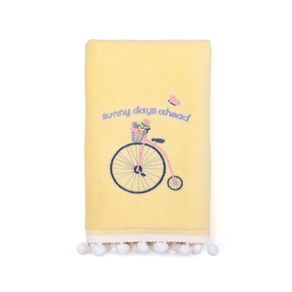 Toalla de Manos Amarilla con Bordado Diseño Bicicleta