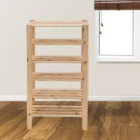 Zapatera Hamburgo de Madera Natural 6 Repisas