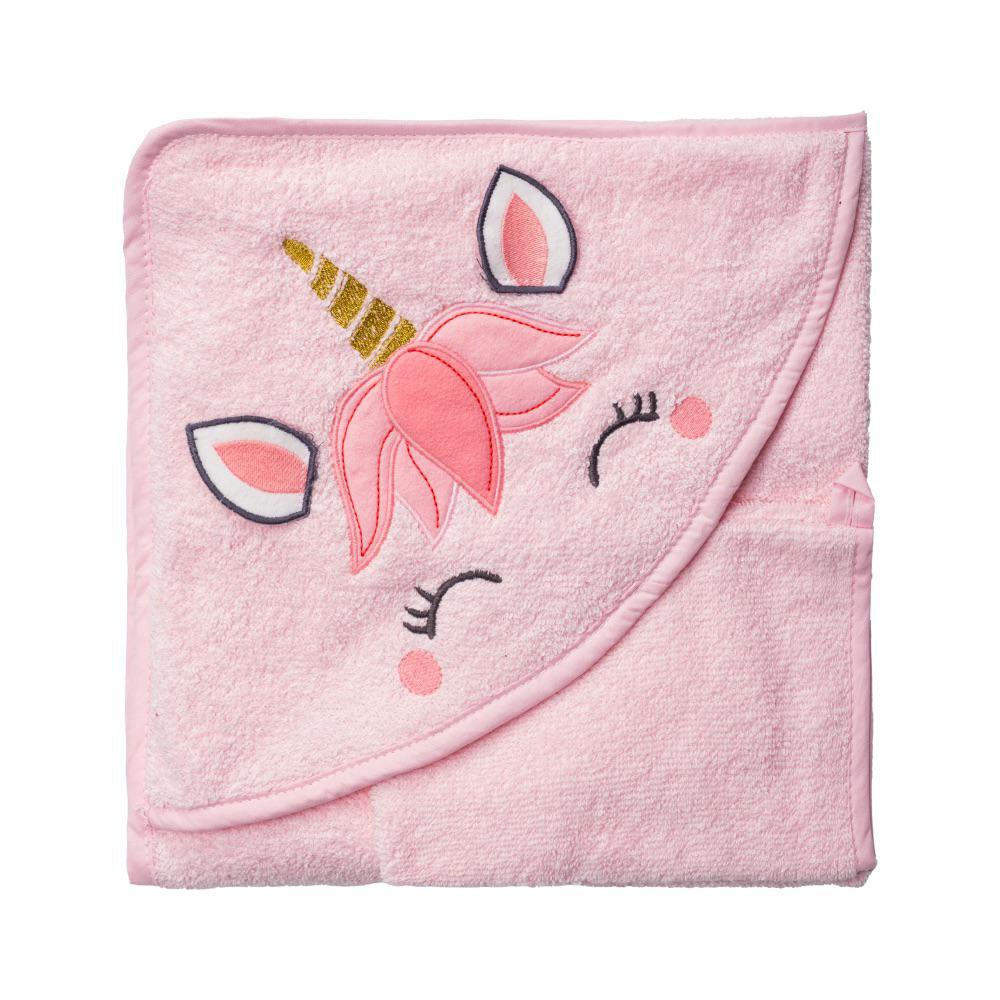 Set de Toalla con Capucha Diseño Unicornio Color Rosaso 2 Piezas