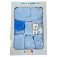 Bata de Baño para Bebé 4 Pzas Azul