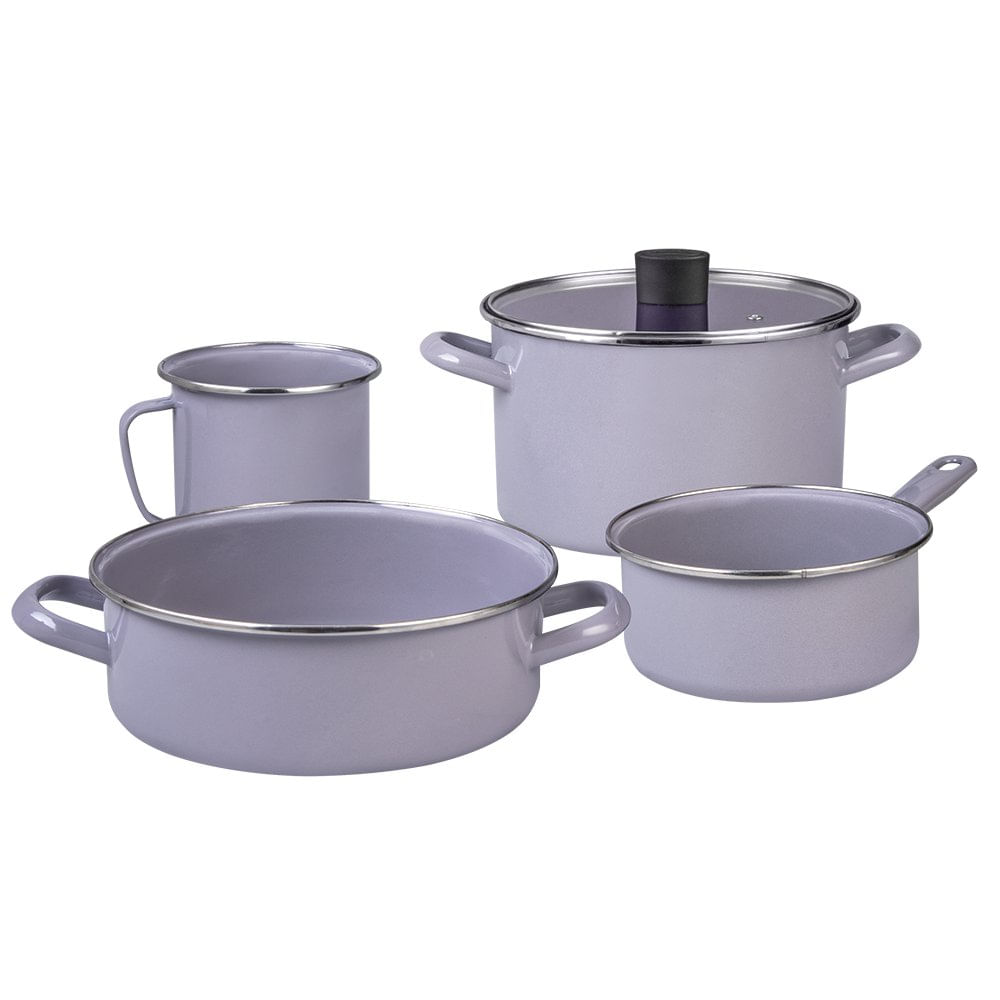 Batería de Cocina 5 Piezas con Tapaderas Color Lavanda