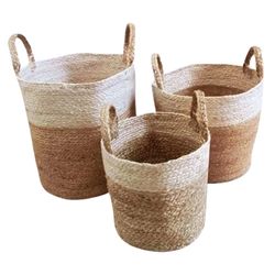 Cesta Cilindrica con Asas Blanco 25x25x25 Cm