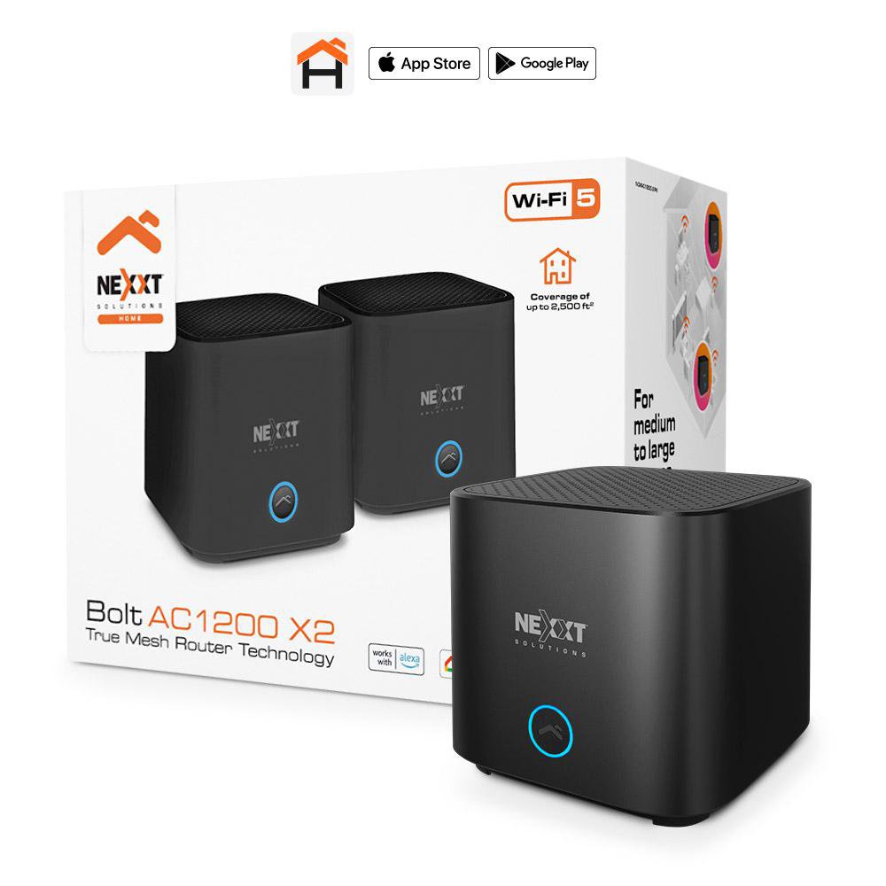 Set de 2 Routers Mesh Bolt AC1200 Wi-Fi 5 Doble Banda para Hogar u Oficina Negro