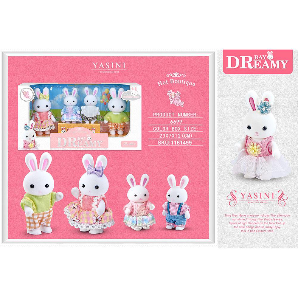 Set de Figuras Dreamy Hot Boutique Familia de Conejitos de 4 Piezas Set de Figuras Dreamy…