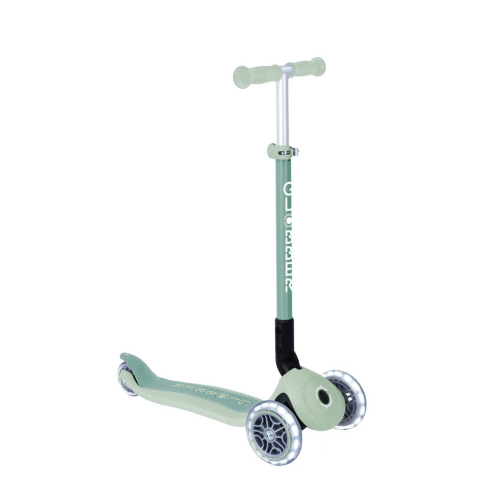 Monopatín Primo de 3 Ruedas con Luces LED y T-bar Ajustable Plegable Color Verde Pistacho…