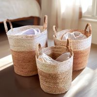 Cesta Cilindrica con Asas Blanco 25x25x25 Cm
