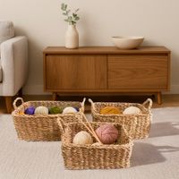 Canasta Natural Rectangular con Asas 35x28x14 Cm