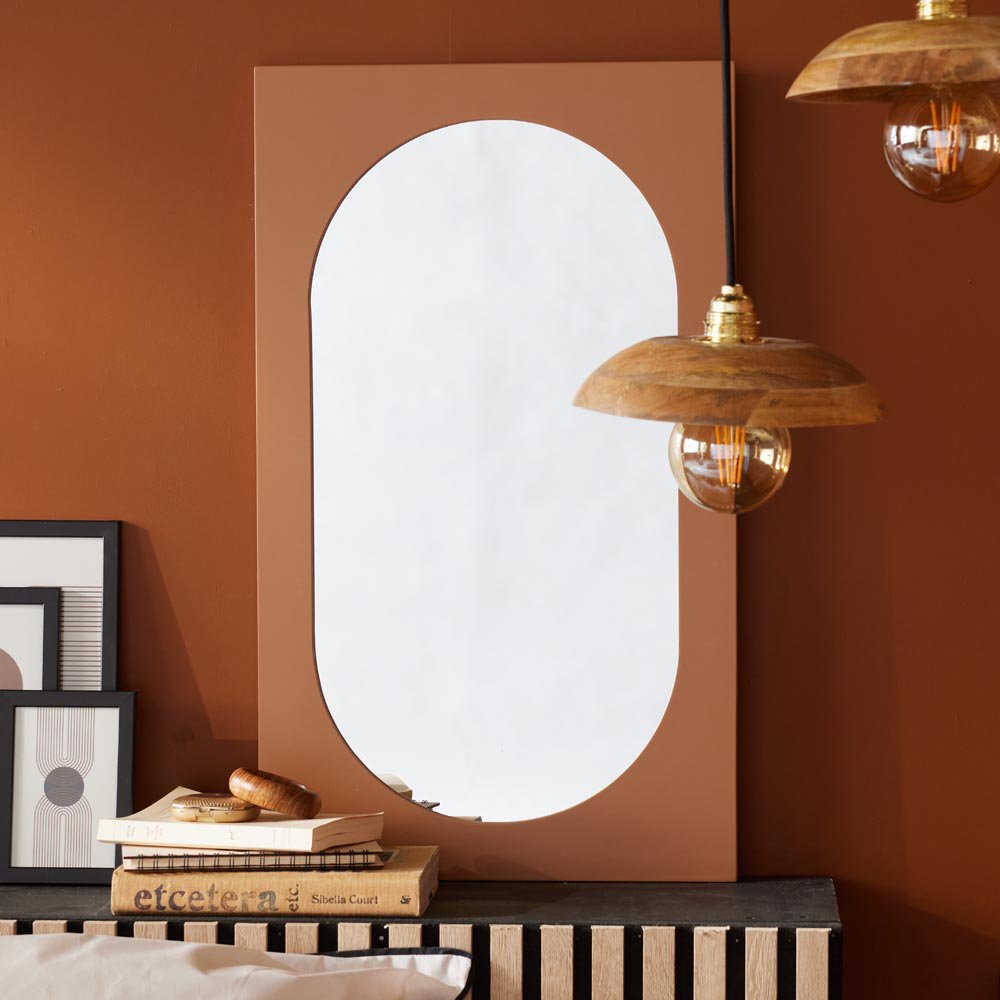 Espejo de Pared Marco de Madera 43 x 73 cm Rectangular Color Café Cinnamon