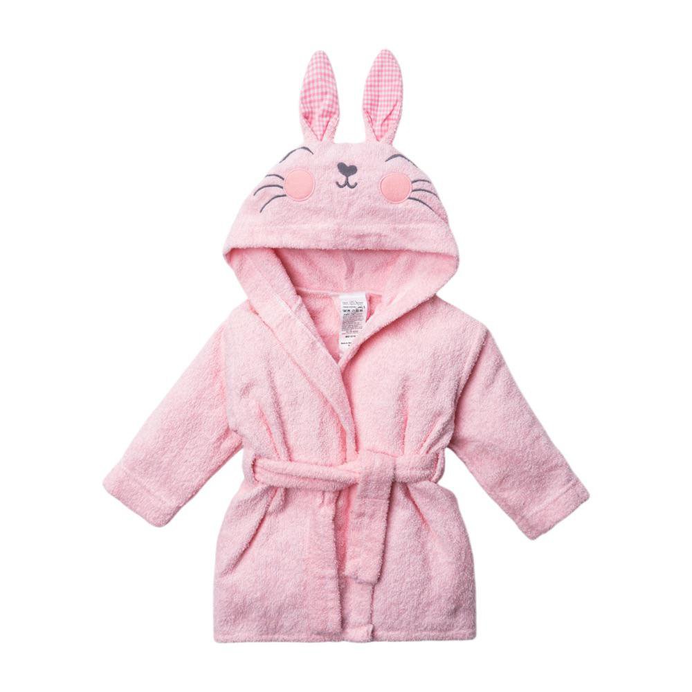Bata de Baño con Capucha Diseño de Conejo de 0-6 Meses Color Rosado Toalla con Capucha Conejo Rosa 0 - 6 M