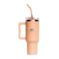 Vaso Térmico con Agarrador y Pajilla 887 Ml Durazno