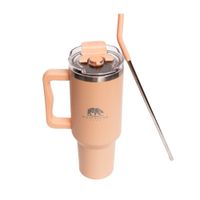 Vaso Térmico con Agarrador y Pajilla 887 Ml Durazno