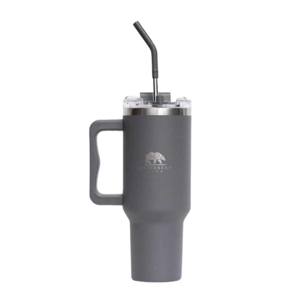 Termo de 887 ml de Acero Inoxidable con Tapadera y Pajilla Color Gris