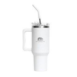 Vaso Térmico Blanco con Agarrador y Pajilla 887 Ml