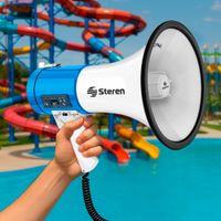 Megáfono Steren de 25W con Reproductor MP3 y Micrófono Tipo Patrullero