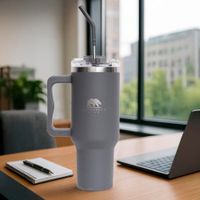 Vaso Térmico de Acero Inoxidable con Pajilla Gris 887Ml