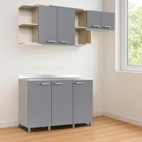 Mueble de Cocina con 5 Puertas y 4 Espacios Abiertos