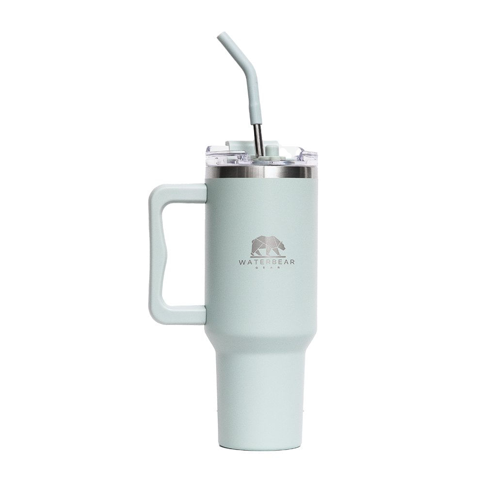 Termo de 887 ml con Asa Tapadera y Pajilla Color Verde Menta