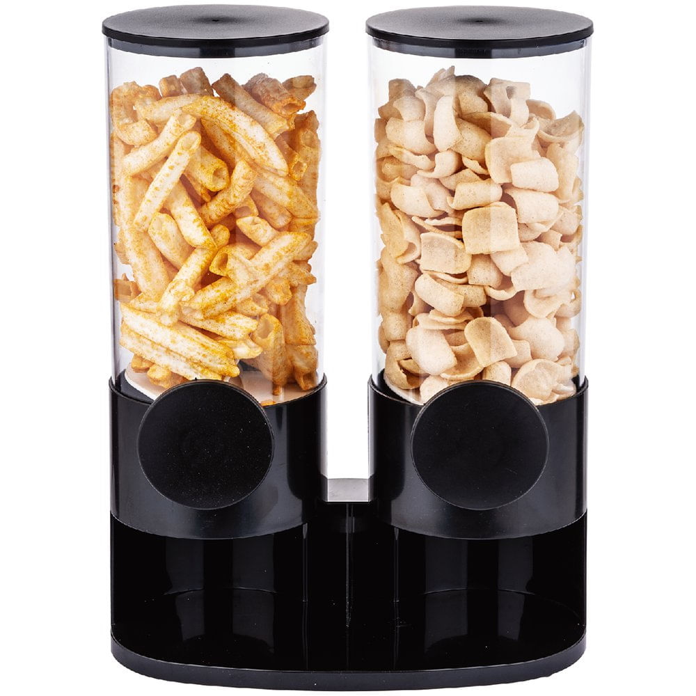 Dispensador Redondo Doble para Cereal Color Negro
