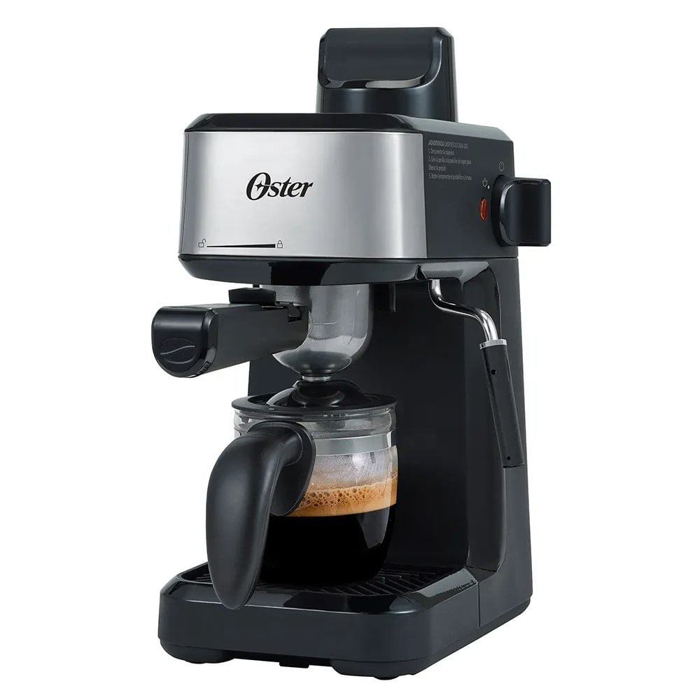 Cafetera Espresso de Vapor con Jarra de Vidrio para 4 Tazas con Espumador Color Negro