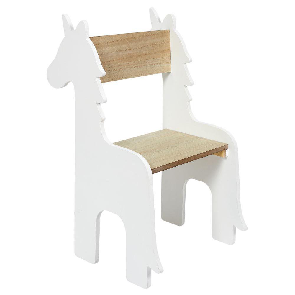 Silla Infantil de MDF con Diseño de Unicornio 33 x 41 x 60 cm Color Blanco