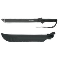 Machete Doble Filo con Cacha Bimaterial y Funda 18 Plg