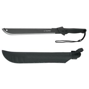 Machete Doble Filo con Cacha Bimaterial y Funda 18 Plg