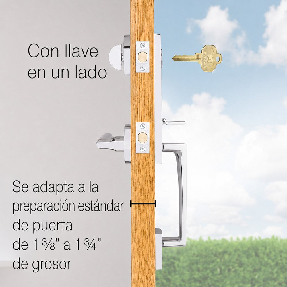 Manija de Entrada La Jolla con Cerradura y Palanca en Cromo Pulido Cerradura para Entrada…