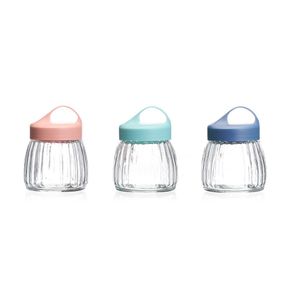 Set de 3 Frascos de Vidrio con Tapa Colores Surtidos