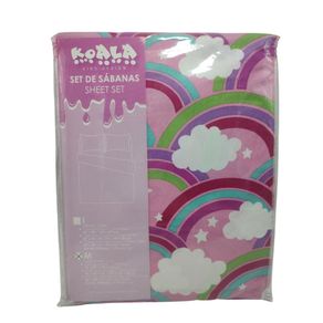 Set de 4 Sábanas Matrimonial Diseño Unicornios