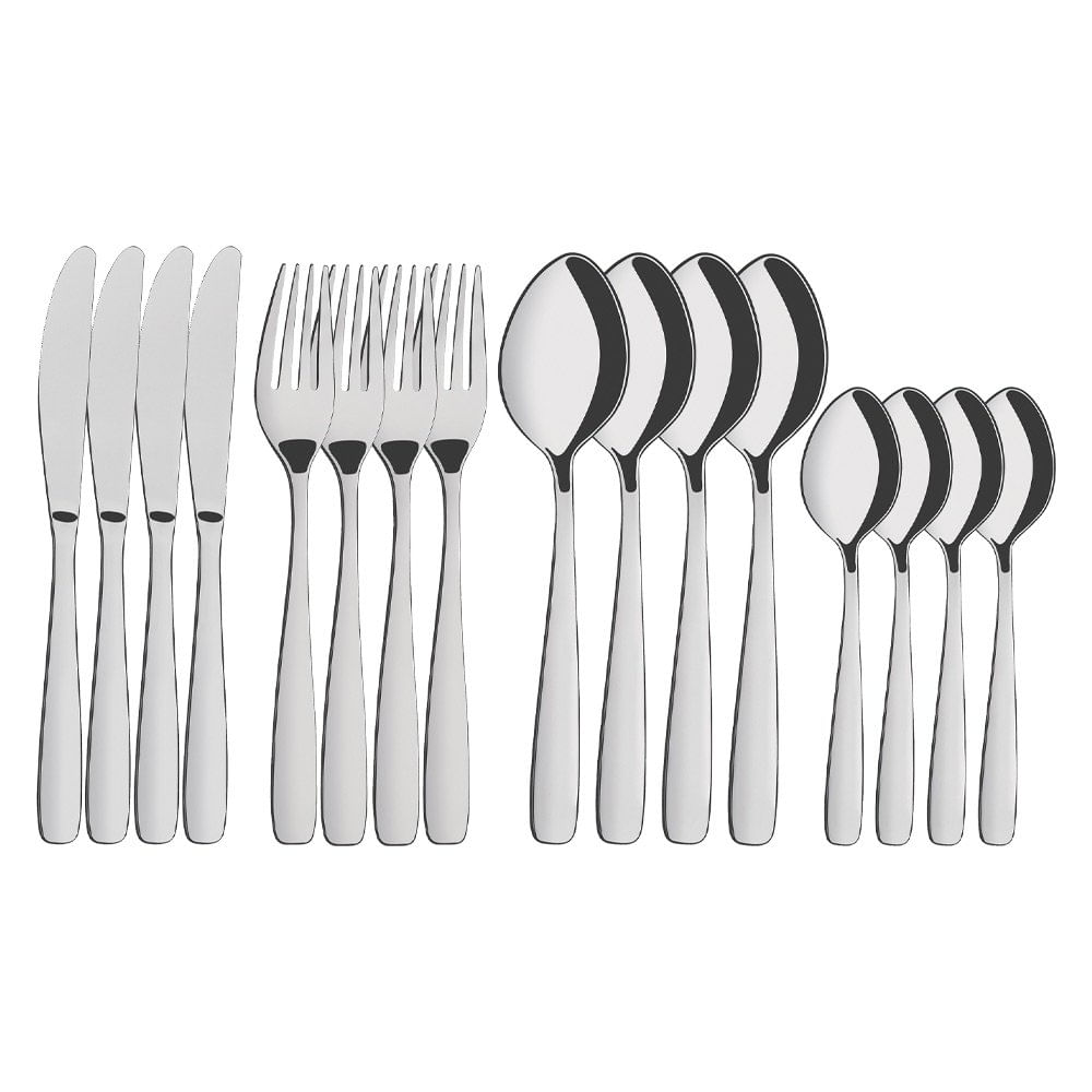Set de 16 Cubiertos Rio Color Plateado