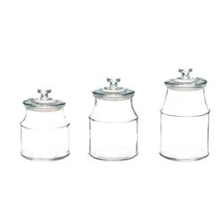 Set de 3 Frascos de Vidrio Transparente