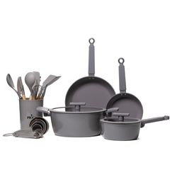 Batería de Cocina 26 Piezas Gris con Antiadherente