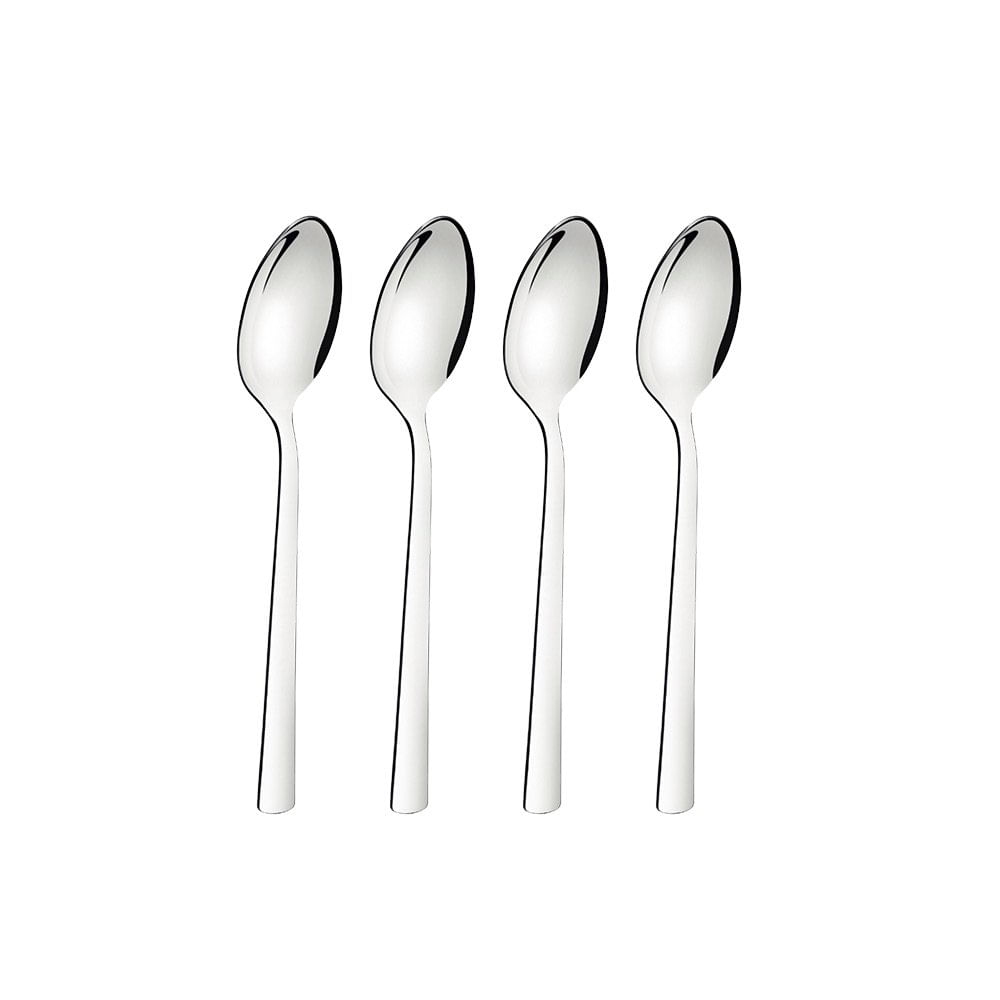 Set de 4 Cucharas Milán de Acero Inoxidable para Té Color Plateado