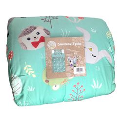Cubre-Cama-Infantil-Verde-Diseño-Animales