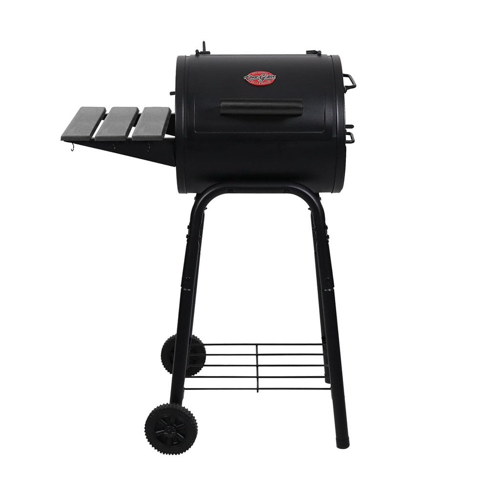 Churrasquera de Carbón Tipo Barril con Área de Cocción de 250 Plg² para Patio Negro